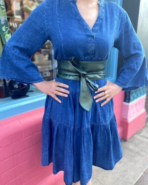 ROCOCO OBI BELT METALLIC GREEN