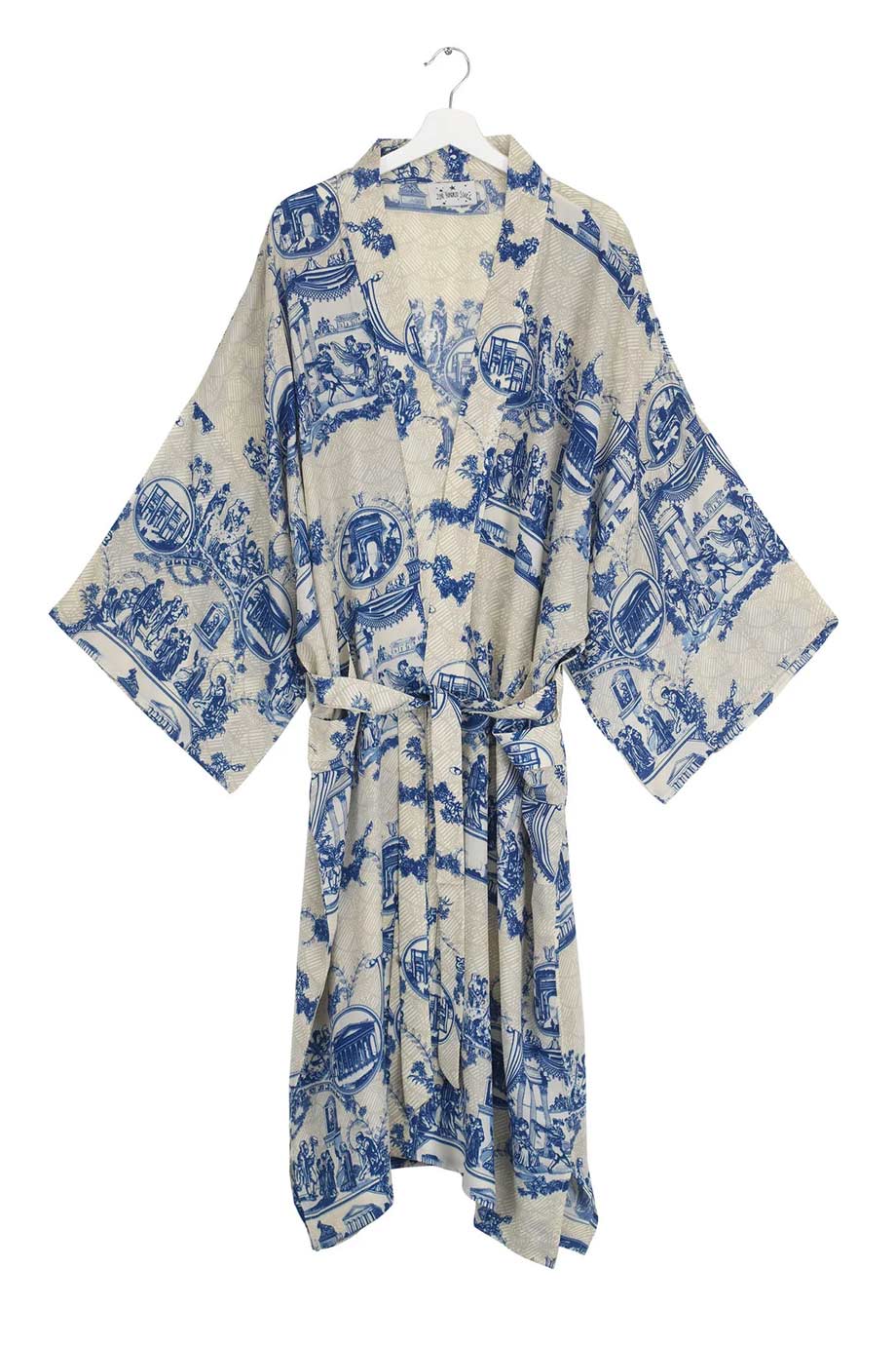 ONE HUNDRED STARS ANCIENT COLUMNS BLUE LONG KIMONO - Rococo Boutique ...