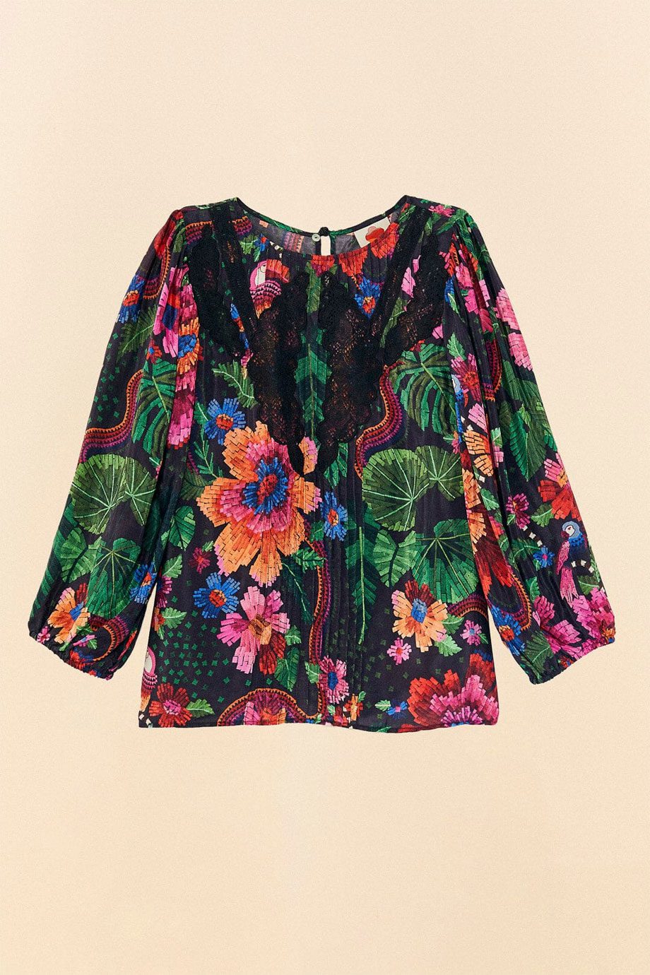 FARM RIO BLOOMING GARDEN BLACK BLOUSE - Rococo Boutique Ireland