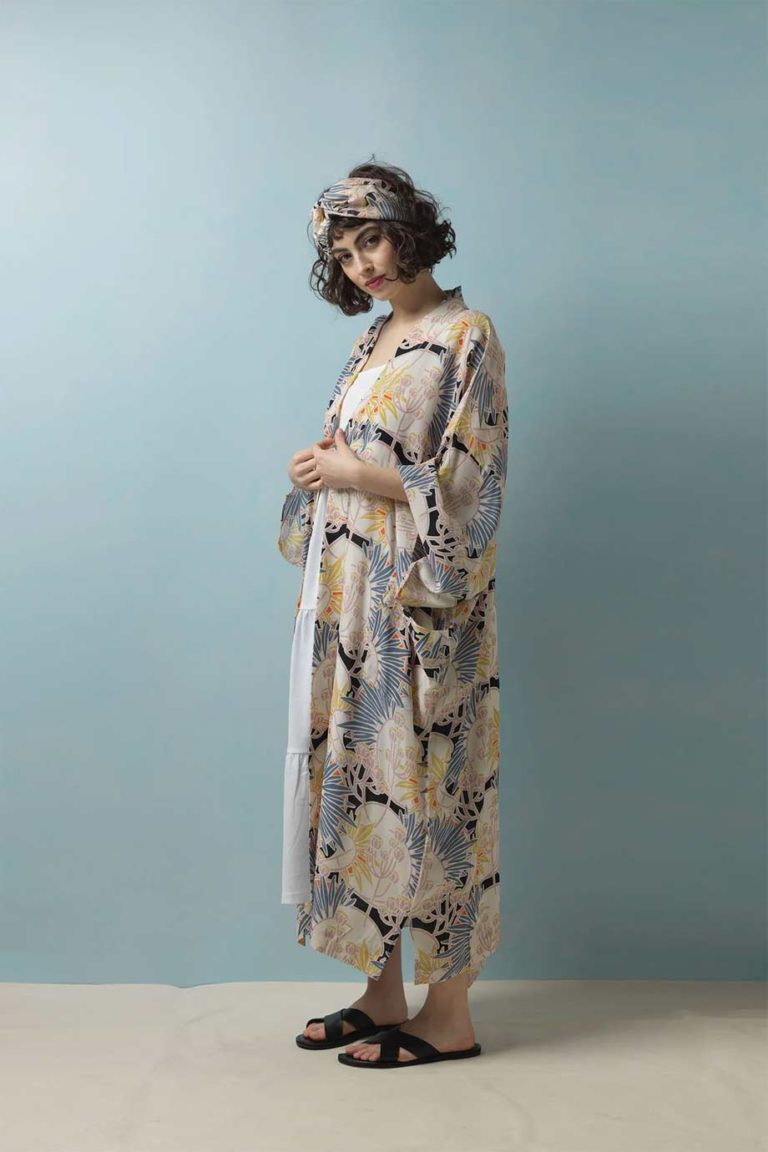 ONE HUNDRED STARS LONG KIMONO DECO DAISY Rococo Boutique Ireland