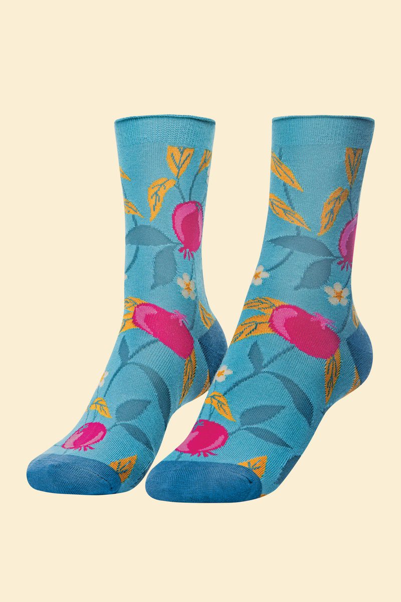 POWDER ANKLE SOCK POMEGRANATE TEAL - Rococo Boutique Ireland