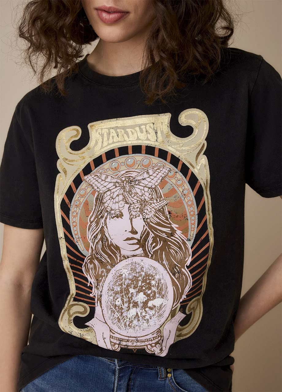 SUMMUM WOMAN STARDUST TEE - BLACK - Rococo Boutique Ireland