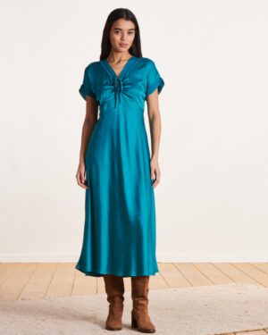 LA FEE MARABOUTEE ETALICI DRESS TEAL