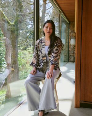 ONE HUNDRED STARS KIMONO SUSANI CHARCOAL
