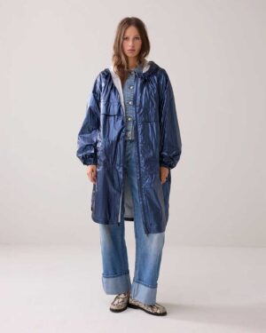 SUMMUM WOMAN METALLIC MACKINTOSH MIDNIGHT BLUE