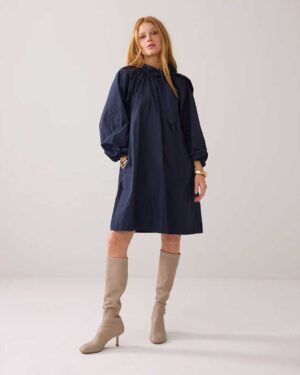 SUMMUM WOMAN A-LINE TAFFETA DRESS MIDNIGHT BLUE