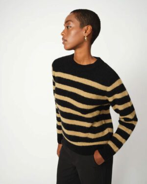 MOS MOSH THORA STRIPE CREW NECK BLACK