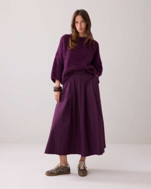 SUMMUM WOMAN WIDE TAFFETA SKIRT WINEBERRY