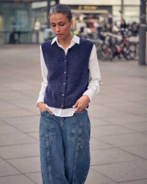 MOS MOSH ALMINE THORA KNIT VEST MARITIME BLUE
