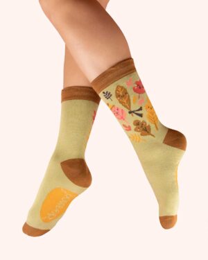 POWDER ANKLE SOCKS HAPPY LEAVES SAGE