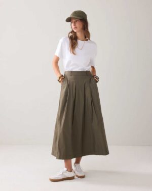 SUMMUM WOMAN WIDE TAFFETA SKIRT DARK CAMO