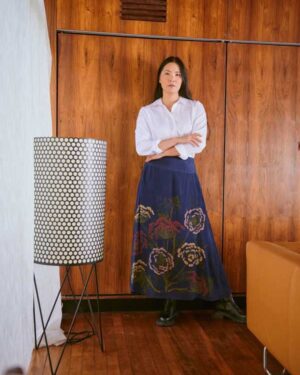 ONE HUNDRED STARS A-LINE MAXI SKIRT PARSLEY SEED NAVY