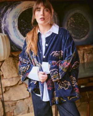 ONE HUNDRED STARS VELVET JACKET PARSLEY SEED NAVY