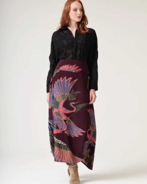 ONE HUNDRED STARS A-LINE MAXI SKIRT CRANE PLUM