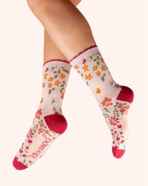 POWDER ANKLE SOCKS FLOWER MEADOW CREAM