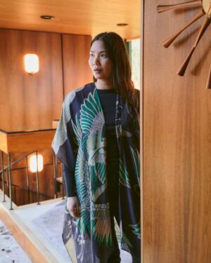 ONE HUNDRED STARS WOOL THROWOVER CRANE EMERALD