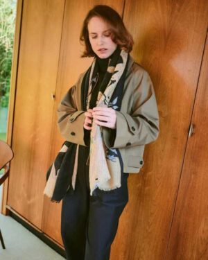 ONE HUNDRED STARS WOOL SCARF CRANE BLACK