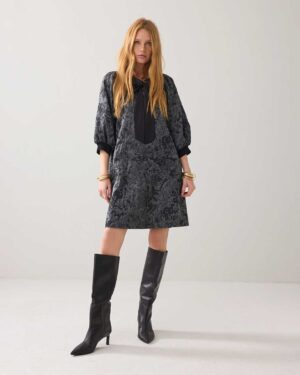SUMMUM WOMAN A-LINE JACQUARD DRESS BLACK
