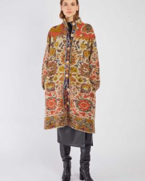 RENE DERHY BARBADES LONG KNITTED CARDIGAN BEIGE