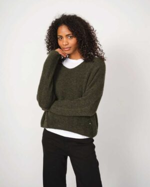MOS MOSH THORA V NECK SWEATER GRAPE LEAF