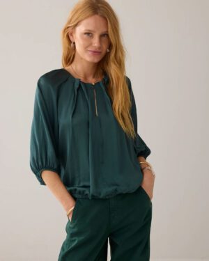 SUMMUM WOMAN REVERSIBLE SILKY TOP EMERALD