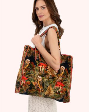 POWDER LUXE VELVET QUILTED BAG - WOODLAND OWL