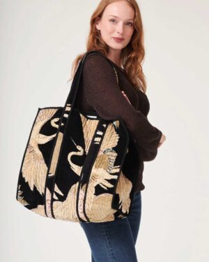 ONE HUNDRED STARS TOTE BAG CRANE BLACK