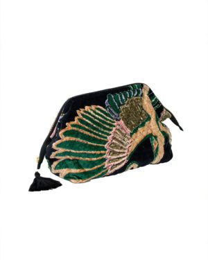 ONE HUNDRED STARS VELVET POUCH CRANE EMERALD