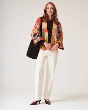 ONE HUNDRED STARS KIMONO FANS SCARLET