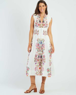 RENE DERHY MOUFETTE DRESS WHITE