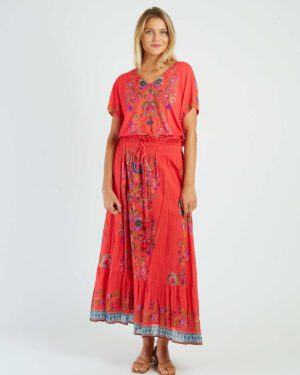 RENE DERHY DEZIL SKIRT CORAL
