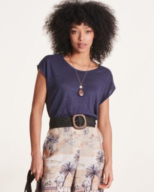 LA FEE MARABOUTEE VIRANO LINEN TEE MARINE
