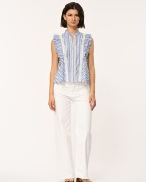 LA FEE MARABOUTEE FINA BLOUSE WHITE/BLUE