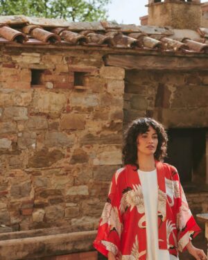 ONE HUNDRED STARS KIMONO STORK SCARLET