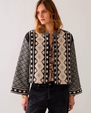 SUMMUM WOMAN REVERSIBLE KIMONO JACKET JACQUARD MIX