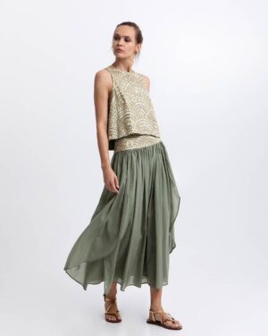 GREEK ARCHAIC LONG SKIRT NEW TRIANGLE SAGE/GOLD