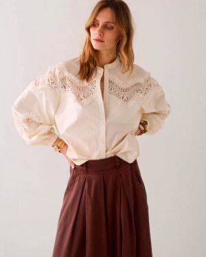 SUMMUM WOMAN BLOUSE IN CRISPY POPLIN CREAM
