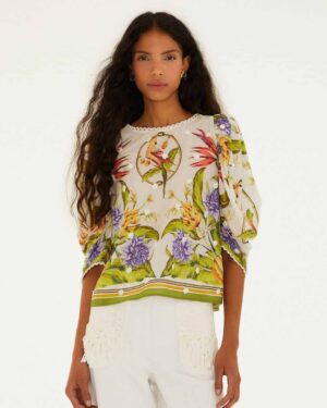 FARM RIO BLOUSE SAND TROPICAL SCARF