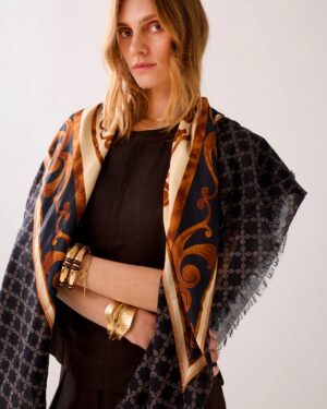 SUMMUM WOMAN LARGE SCARF IN SATIN VISCOSE BUTTER CREAM