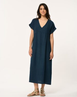 LA FEE MARABOUTEE LINEN DARLING DRESS PETROL