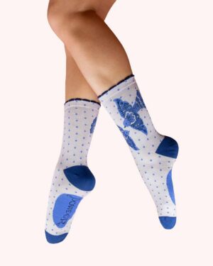 POWDER ANKLE SOCKS BLUE BIRDS