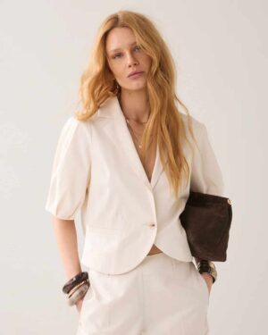 SUMMUM WOMAN SHORT-SLEEVED BLAZER OFF WHITE