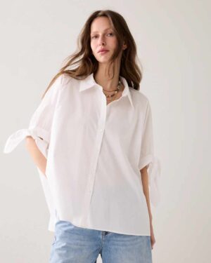 SUMMUM WOMAN SUPER-WIDE SHIRT-BLOUSE OFF WHITE