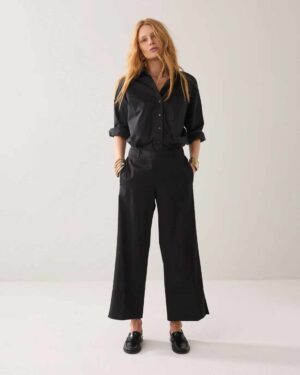 SUMMUM WOMAN 7/8 TROUSERS WITH SLIT BLACK