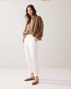 SUMMUM WOMAN TAPERED-FIT CHINOS OFF WHITE