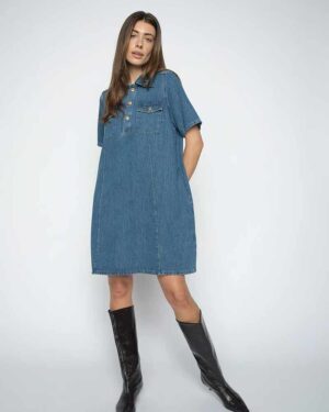 MOS MOSH BIBA EAST DRESS BLUE DENIM