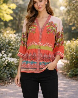 BL^NK IVONY TOP RED MULTI