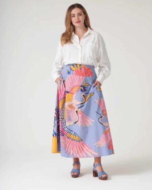 ONE HUNDRED STARS A-LINE MAXI SKIRT CRANE PERIWINKLE