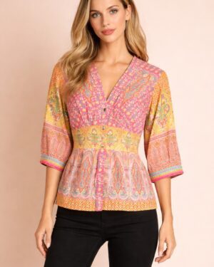 BL^NK IVONY TOP YELLOW MULTI