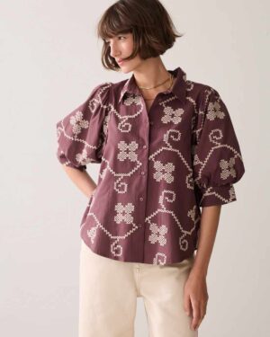 SUMMUM WOMAN EMBROIDERED BLOUSE DEEP FIG